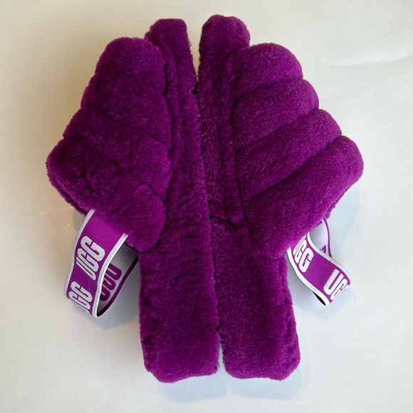 SOLD UGG Fluff Yeah Slide Sheepskin Shearling Slingback Slippers Berrylicious 9 - Picture 10 of 14